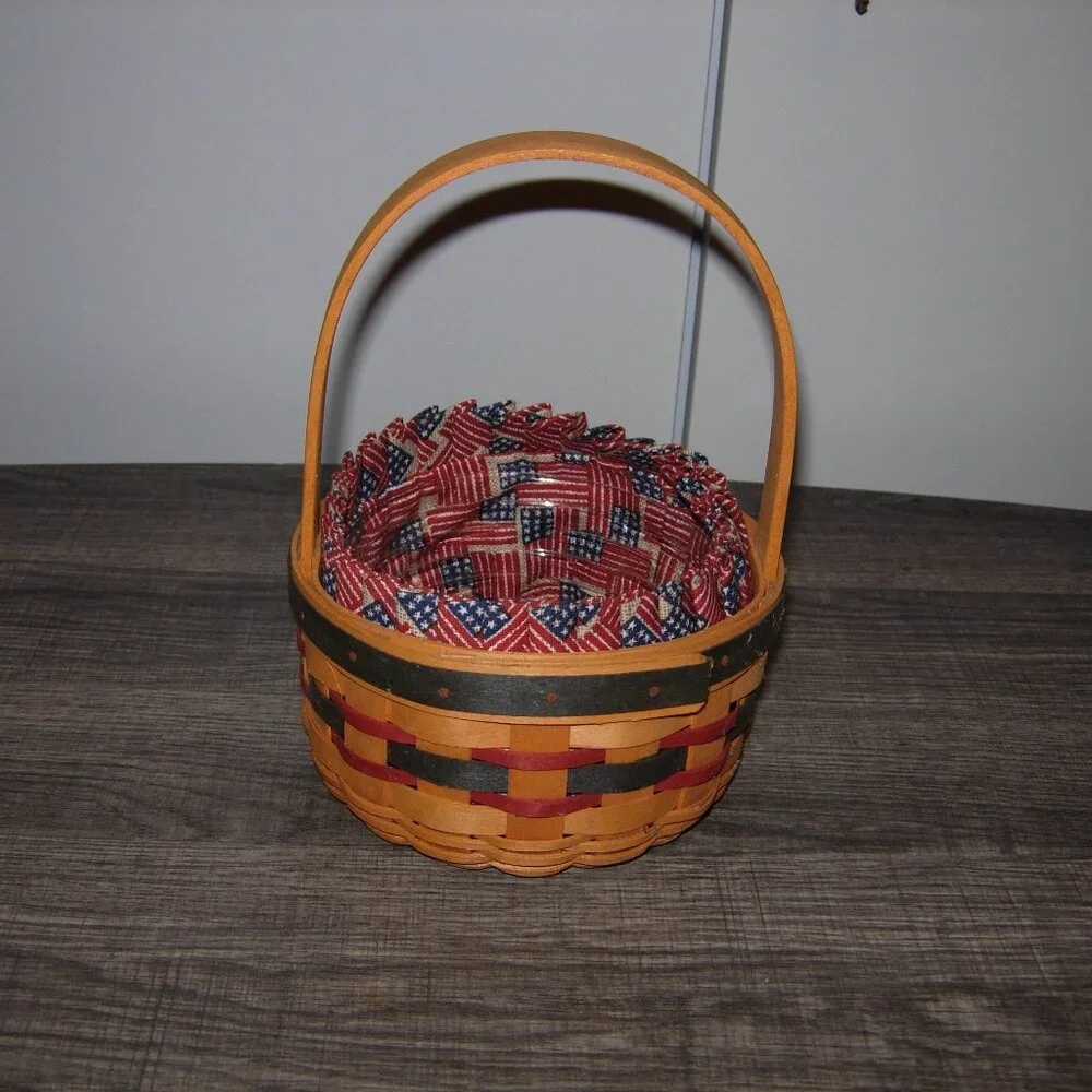 Vintage Longaberger 1997 Inaugural Basket W/Liner, Tie On & Protector
